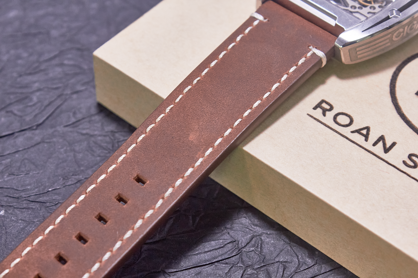ROAN Straps | Dark Brown Italian Leather Watch Strap - Vintage Retro Design with Modern Craftsmanship（18mm 19mm 20mm 21mm 22mm 24mm)