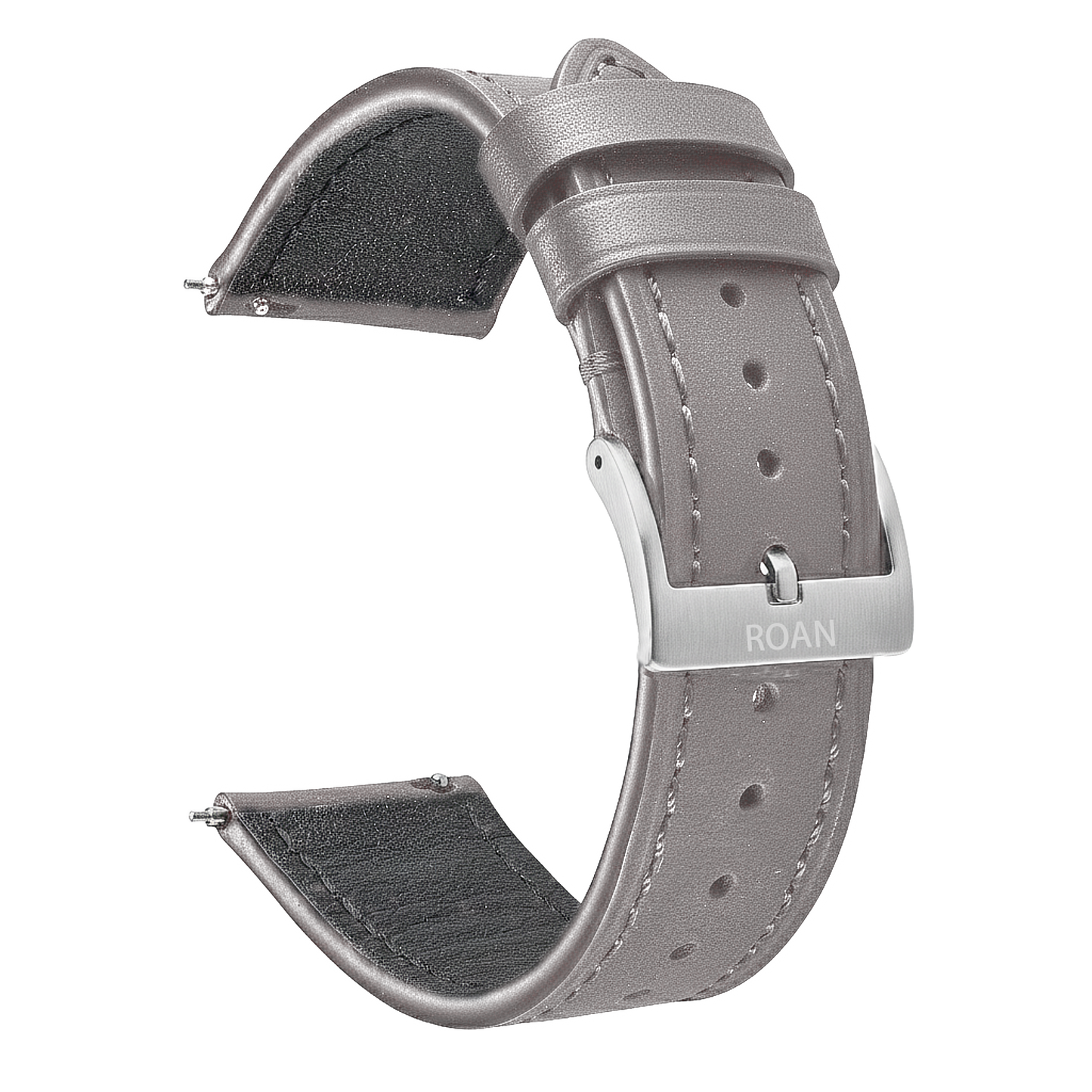 ROAN Straps | Dark Brown Italian Leather Watch Strap with Silver Pin Buckle - Handmade Artisanal Watch Band (20mm 22mm 24mm)