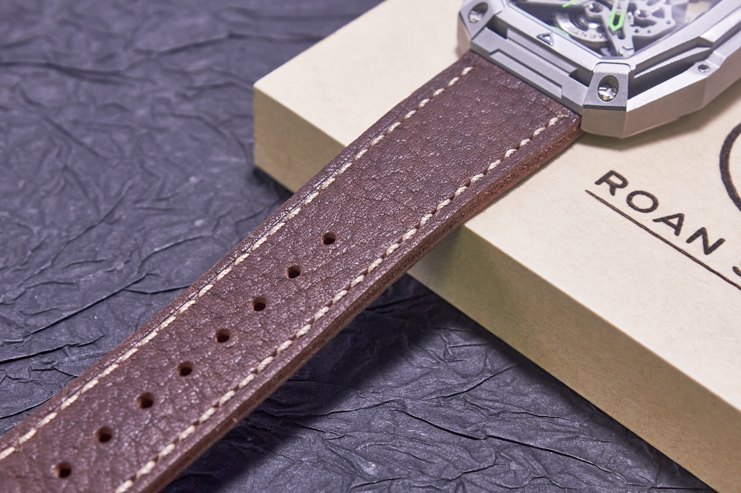 ROAN Straps  |  Dark Brown French goat leather strap -  Genuine Vintage Pull-up Leather Strap（18mm 20mm 22mm 24mm)