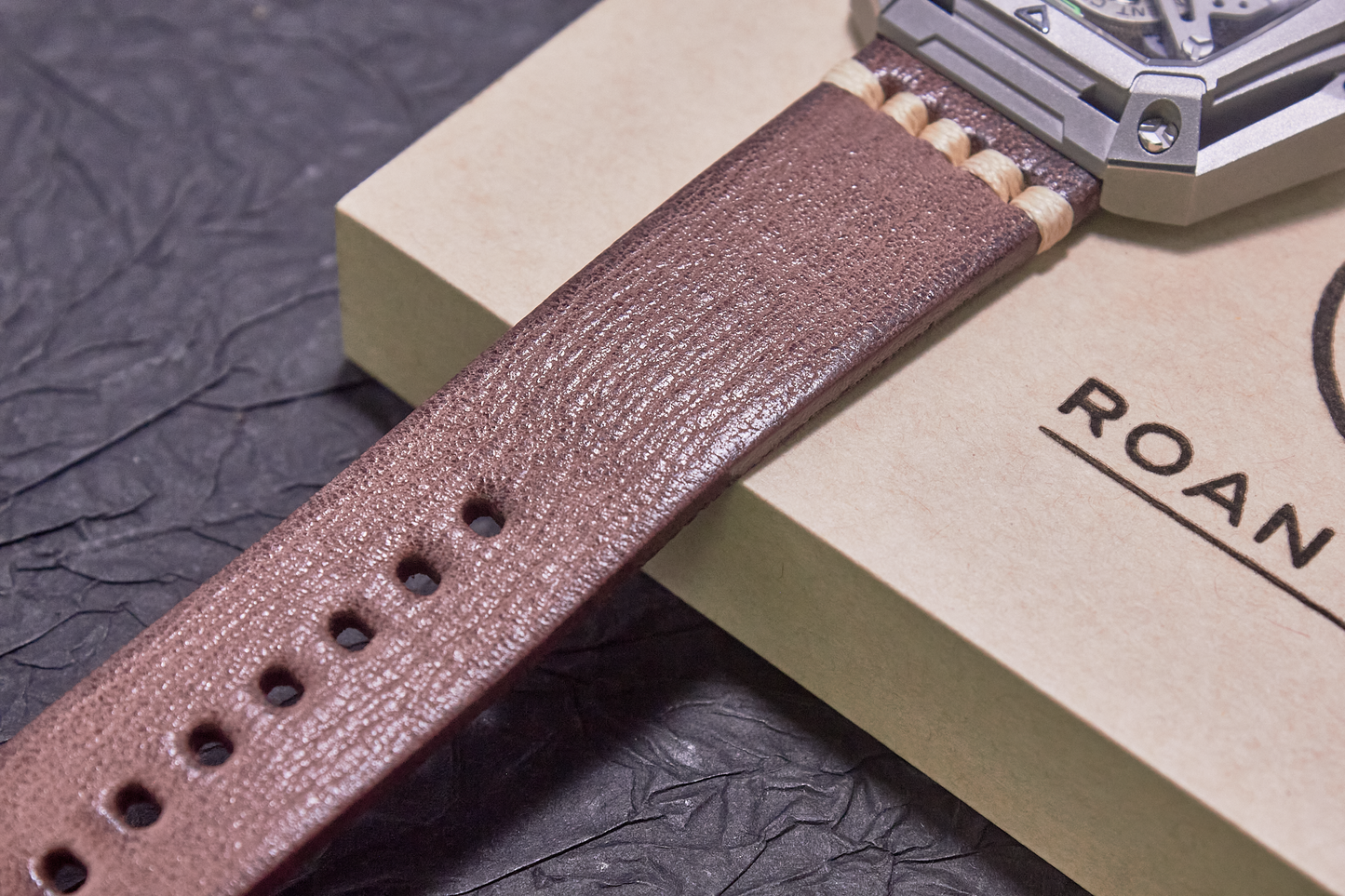 ROAN Straps | Brown Italian hand-tanned cowhide watch strap - Retro rugged style (20mm 22mm 24mm)