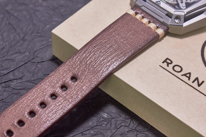 ROAN Straps | Brown Italian hand-tanned cowhide watch strap - Retro rugged style (20mm 22mm 24mm)