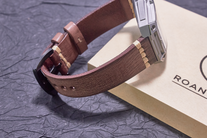 ROAN Straps | Brown Italian hand-tanned cowhide watch strap - Retro rugged style (20mm 22mm 24mm)