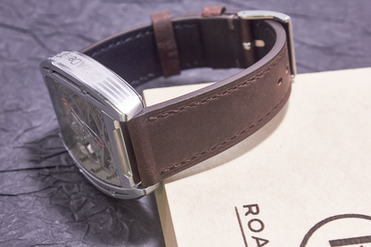 ROAN Straps | Dark Brown Italian Leather Watch Strap with Silver Pin Buckle - Handmade Artisanal Watch Band (20mm 22mm 24mm)