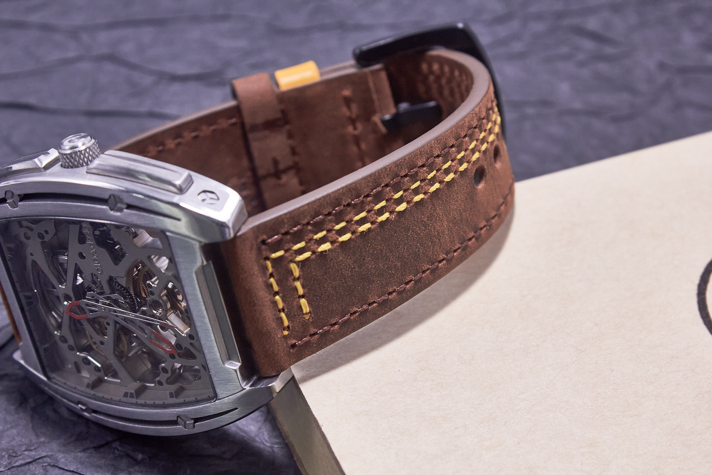 ROAN Straps  |  Genuine Leather Watch Strap - Vintage Dark Brown with Yellow Contrast Stitching(18mm 19mm 20mm 21mm 22mm 24mm)