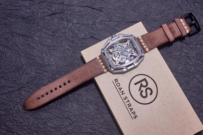 ROAN Straps | Brown Italian hand-tanned cowhide watch strap - Retro rugged style (20mm 22mm 24mm)