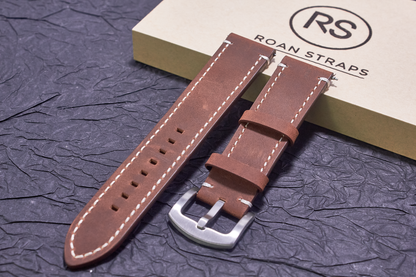 ROAN Straps | Dark Brown Italian Leather Watch Strap - Vintage Retro Design with Modern Craftsmanship（18mm 19mm 20mm 21mm 22mm 24mm)