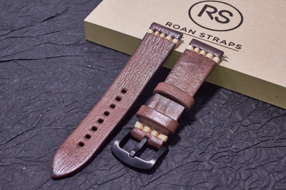 ROAN Straps | Brown Italian hand-tanned cowhide watch strap - Retro rugged style (20mm 22mm 24mm)