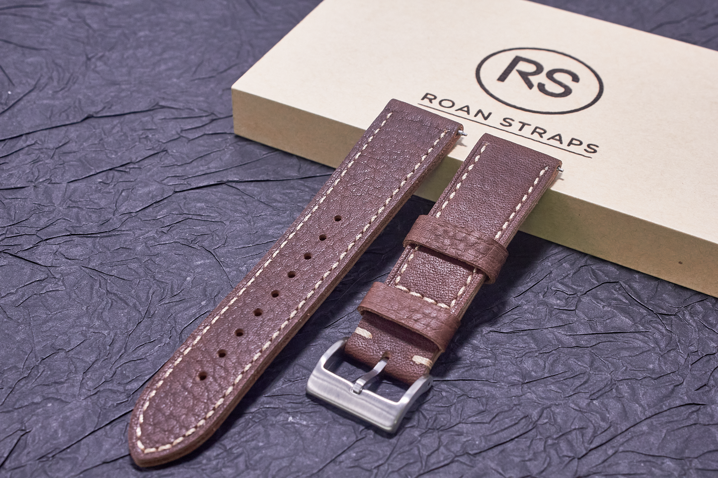 ROAN Straps  |  Dark Brown French goat leather strap -  Genuine Vintage Pull-up Leather Strap（18mm 20mm 22mm 24mm)