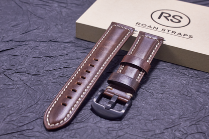 ROAN Straps  |  Dark Brown Italian Calfskin Watch Strap - Artisan Tanned & Hand-Finished（18mm 19mm 20mm 21mm 22mm）