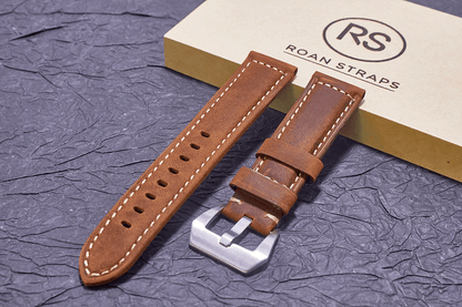 ROAN Straps | Handmade  Dark Brown Italian Leather Watch Strap - Premium Artisanal Watch Band (20mm 22mm 24mm)