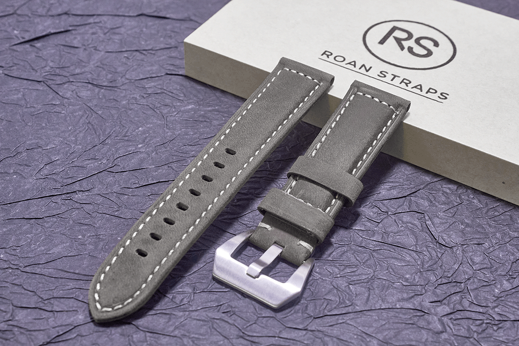 ROAN Straps | Handmade  Gray Italian Leather Watch Strap - Premium Artisanal Watch Band (20mm 22mm 24mm)