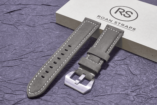 ROAN Straps | Handmade  Gray Italian Leather Watch Strap - Premium Artisanal Watch Band (20mm 22mm 24mm)