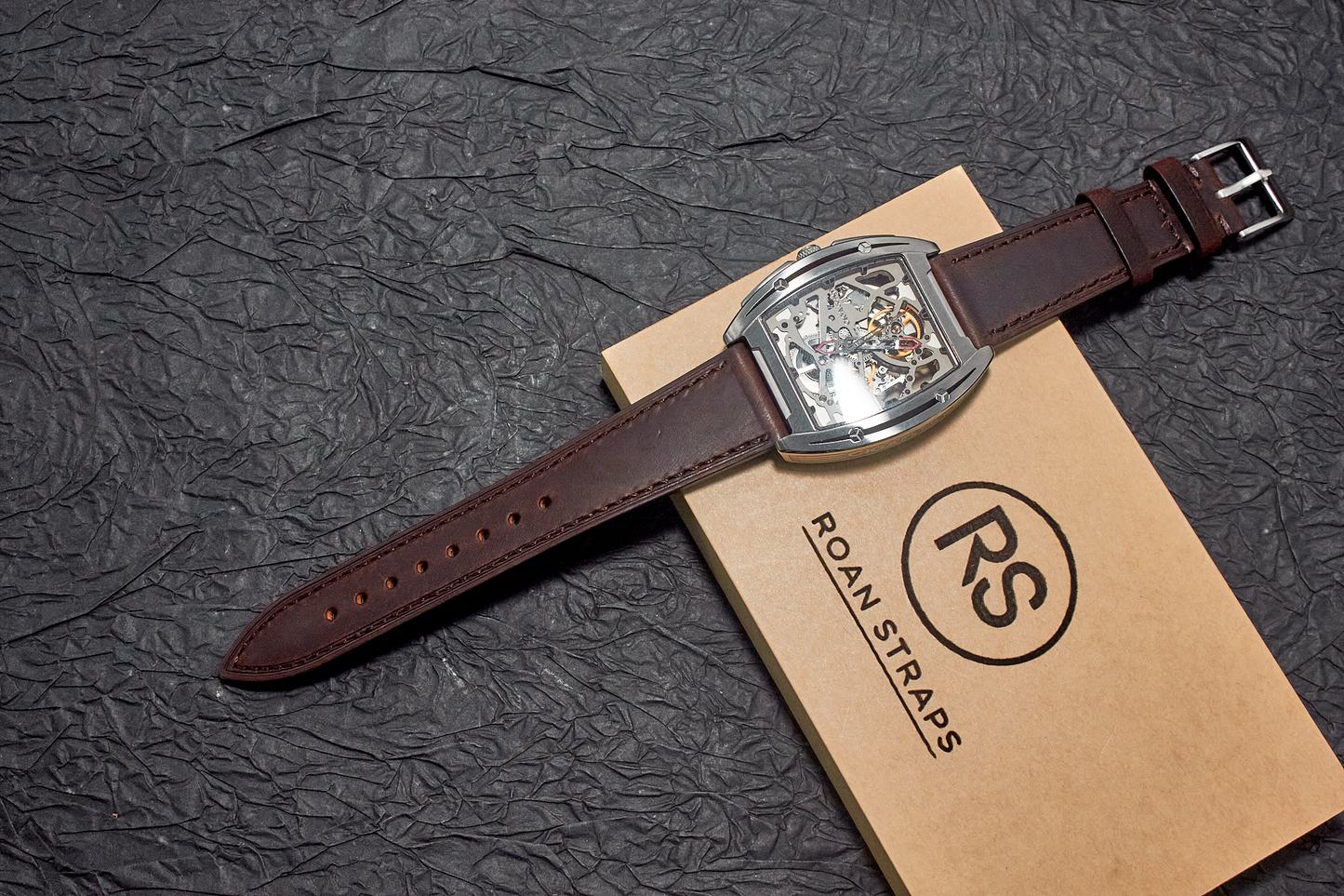 ROAN Straps | Dark Brown Italian Leather Watch Strap with Silver Pin Buckle - Handmade Artisanal Watch Band (20mm 22mm 24mm)