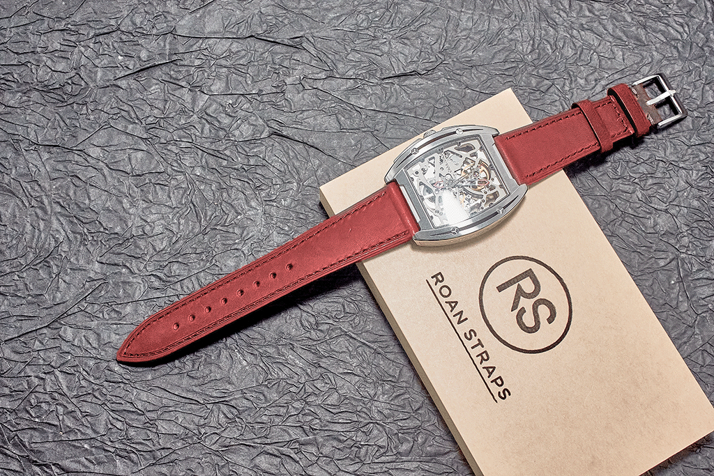 ROAN Straps | Red Italian Leather Watch Strap with Silver Pin Buckle - Handmade Artisanal Watch Band (20mm 22mm 24mm)