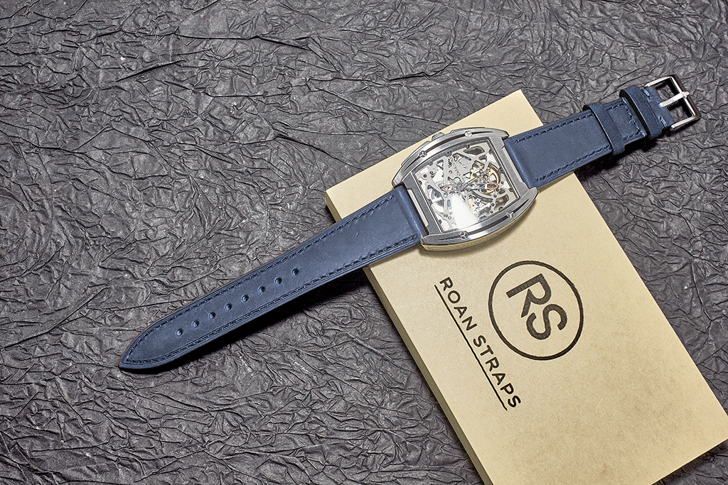 ROAN Straps | Blue Italian Leather Watch Strap with Silver Pin Buckle - Handmade Artisanal Watch Band (20mm 22mm 24mm)