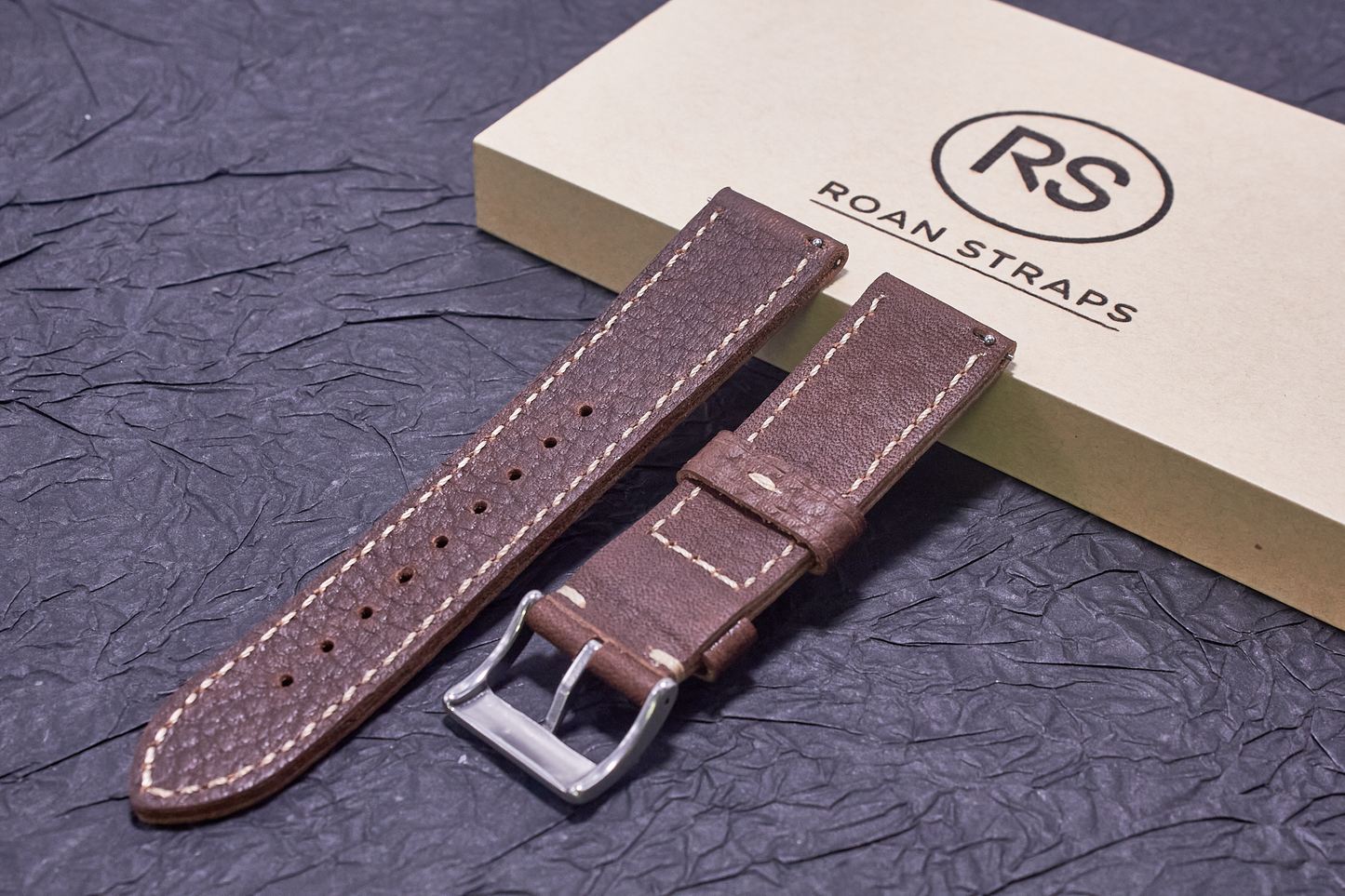 ROAN Straps  |  Dark Brown French goat leather strap -  Genuine Vintage Pull-up Leather Strap（18mm 20mm 22mm 24mm)