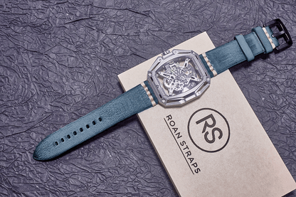 ROAN Straps | Blue Italian hand-tanned cowhide watch strap - Retro rugged style (20mm 22mm 24mm)