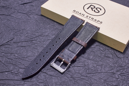 ROAN Straps | Dark Brown Italian Leather Watch Strap with Silver Pin Buckle - Handmade Artisanal Watch Band (20mm 22mm 24mm)