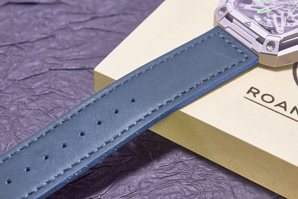 ROAN Straps | Handmade  Blue Italian Leather Watch Strap with Black Pin Buckle - Retro rugged aesthetic design(18mm 20mm 22mm)