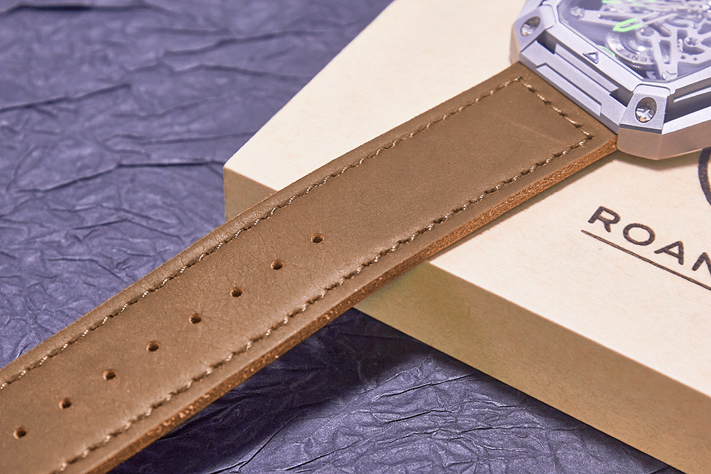 ROAN Straps | Handmade  Brown Italian Leather Watch Strap with Black Pin Buckle - Retro rugged aesthetic design (18mm 20mm 22mm)