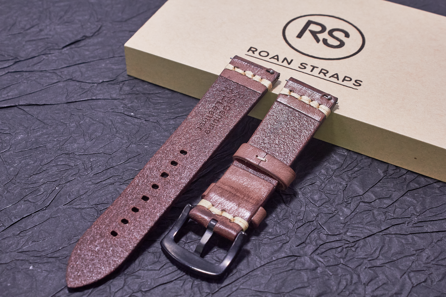 ROAN Straps | Brown Italian hand-tanned cowhide watch strap - Retro rugged style (20mm 22mm 24mm)