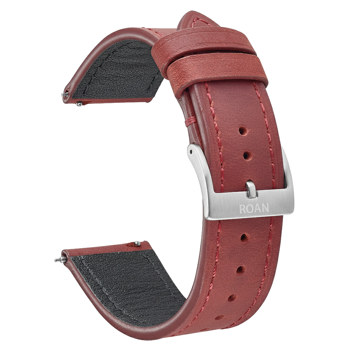ROAN Straps | Dark Brown Italian Leather Watch Strap with Silver Pin Buckle - Handmade Artisanal Watch Band (20mm 22mm 24mm)