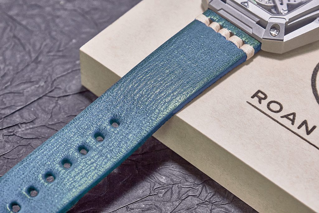 ROAN Straps | Blue Italian hand-tanned cowhide watch strap - Retro rugged style (20mm 22mm 24mm)