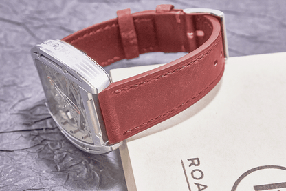ROAN Straps | Red Italian Leather Watch Strap with Silver Pin Buckle - Handmade Artisanal Watch Band (20mm 22mm 24mm)