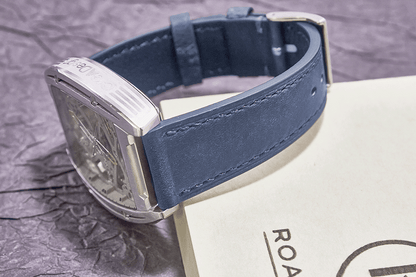 ROAN Straps | Blue Italian Leather Watch Strap with Silver Pin Buckle - Handmade Artisanal Watch Band (20mm 22mm 24mm)