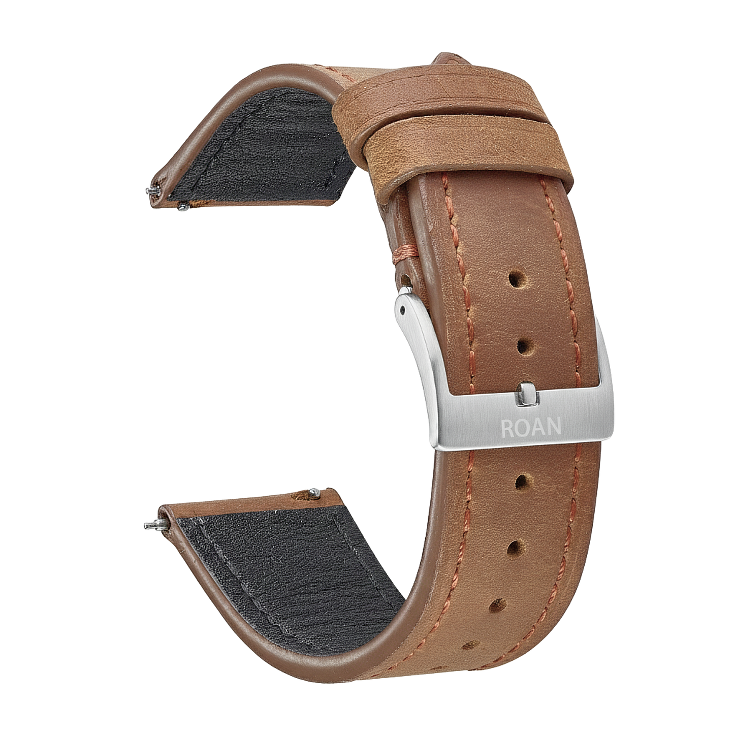 ROAN Straps | Dark Brown Italian Leather Watch Strap with Silver Pin Buckle - Handmade Artisanal Watch Band (20mm 22mm 24mm)