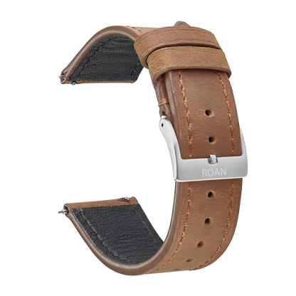 ROAN Straps | Dark Brown Italian Leather Watch Strap with Silver Pin Buckle - Handmade Artisanal Watch Band (20mm 22mm 24mm)