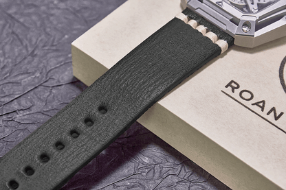 ROAN Straps | Black Italian hand-tanned cowhide watch strap - Retro rugged style (20mm 22mm 24mm)