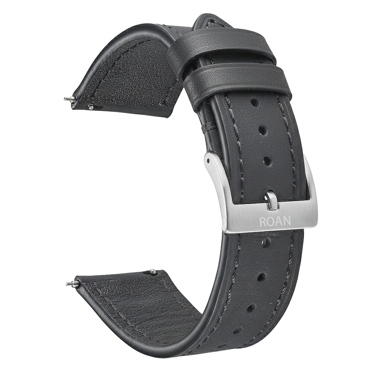 ROAN Straps | Dark Brown Italian Leather Watch Strap with Silver Pin Buckle - Handmade Artisanal Watch Band (20mm 22mm 24mm)