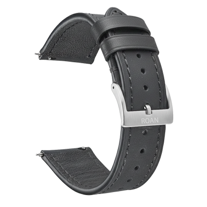 ROAN Straps | Dark Brown Italian Leather Watch Strap with Silver Pin Buckle - Handmade Artisanal Watch Band (20mm 22mm 24mm)