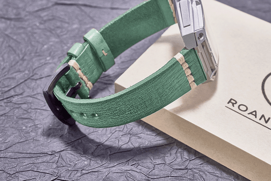 ROAN Straps | Green Italian hand-tanned cowhide watch strap - Retro rugged style (20mm 22mm 24mm)