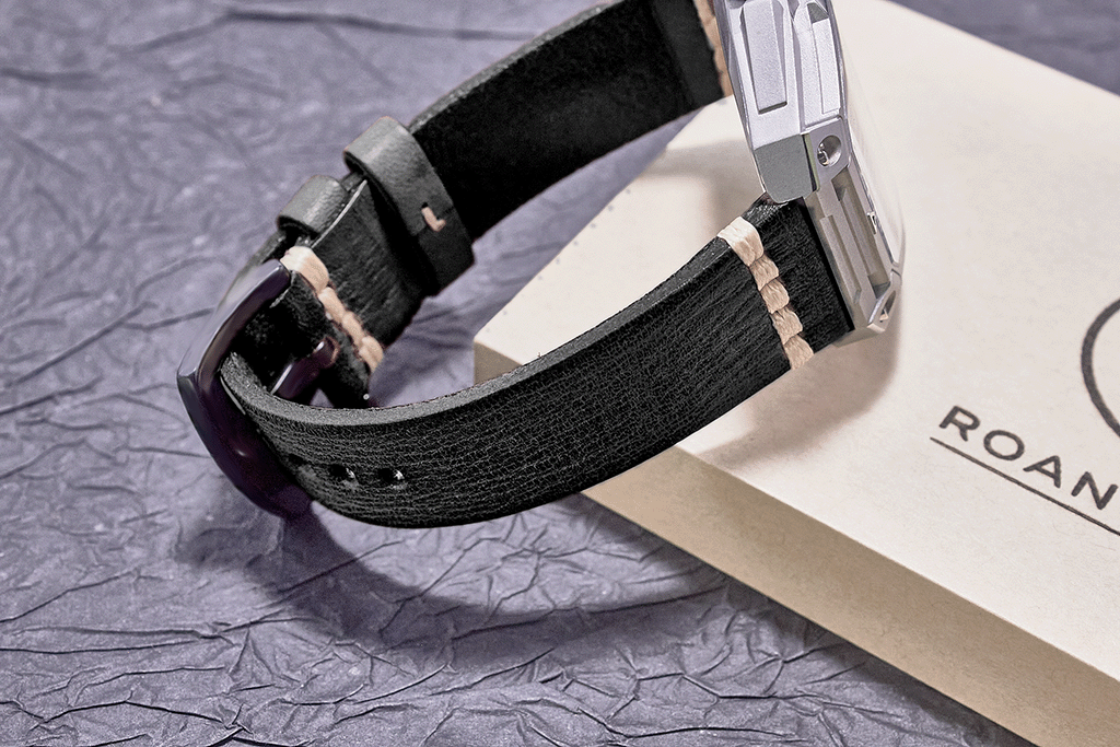 ROAN Straps | Black Italian hand-tanned cowhide watch strap - Retro rugged style (20mm 22mm 24mm)