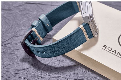 ROAN Straps | Blue Italian hand-tanned cowhide watch strap - Retro rugged style (20mm 22mm 24mm)