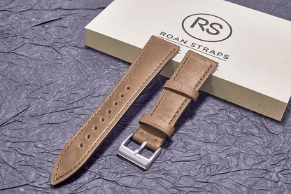 ROAN Straps | Tan Brown Italian Leather Watch Strap with Silver Pin Buckle - Handmade Artisanal Watch Band (20mm 22mm 24mm)