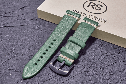 ROAN Straps | Green Italian hand-tanned cowhide watch strap - Retro rugged style (20mm 22mm 24mm)