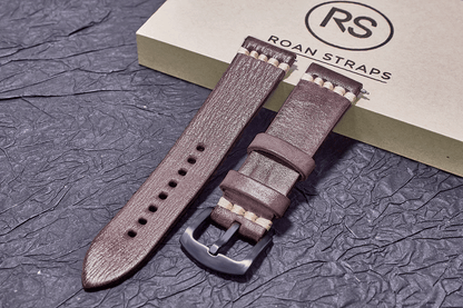 ROAN Straps | Dark Brown Italian hand-tanned cowhide watch strap - Retro rugged style (20mm 22mm 24mm)