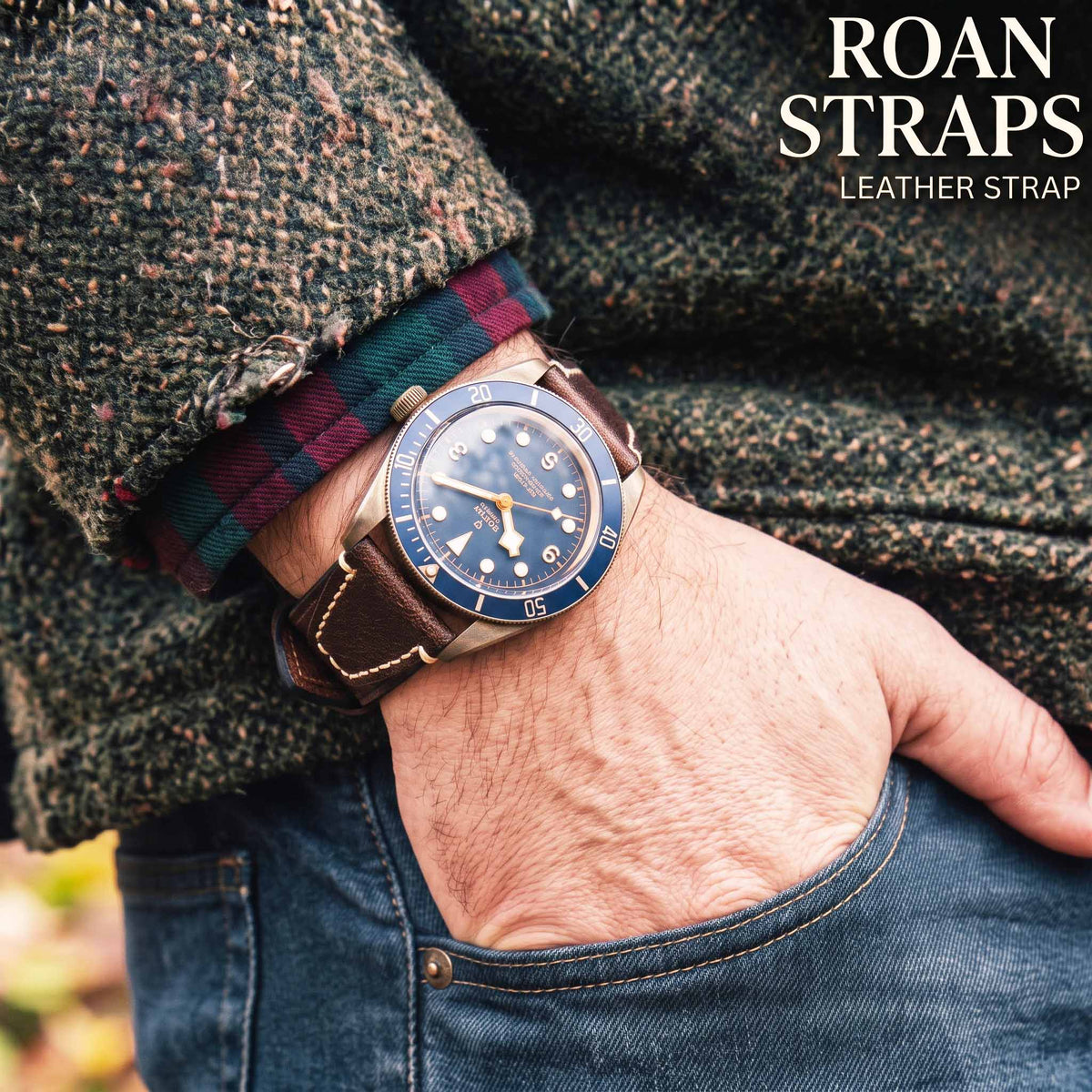 ROAN Straps  |  Dark Brown Crazy Horse Leather Watch Strap - Genuine Vintage Pull-up Leather Strap（18mm 20mm 22mm 24mm)