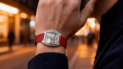 ROAN Straps | Red Italian Leather Watch Strap with Silver Pin Buckle - Handmade Artisanal Watch Band (20mm 22mm 24mm)