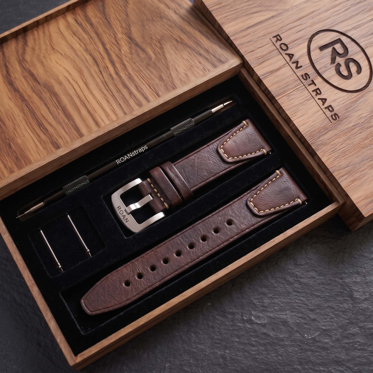 ROAN Straps  |  Dark Brown Crazy Horse Leather Watch Strap - Genuine Vintage Pull-up Leather Strap（18mm 20mm 22mm 24mm)