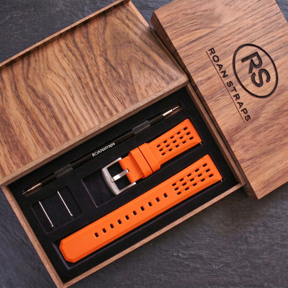 ROAN STRAPS | Pro-Vent Aerospace-Grade FKM Rubber Watch Band - Ultra-Soft & Breathable - Signal Solar Orange (20mm, 22mm)