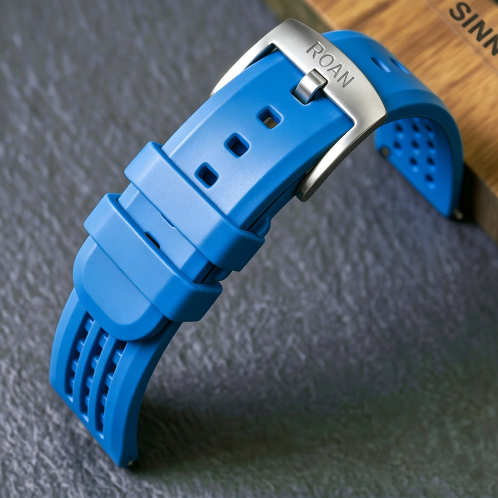 ROAN STRAPS | Pro-Vent Aerospace-Grade FKM Rubber Watch Band - Ultra-Soft & Breathable - Stealth Matte Black (20mm, 22mm)