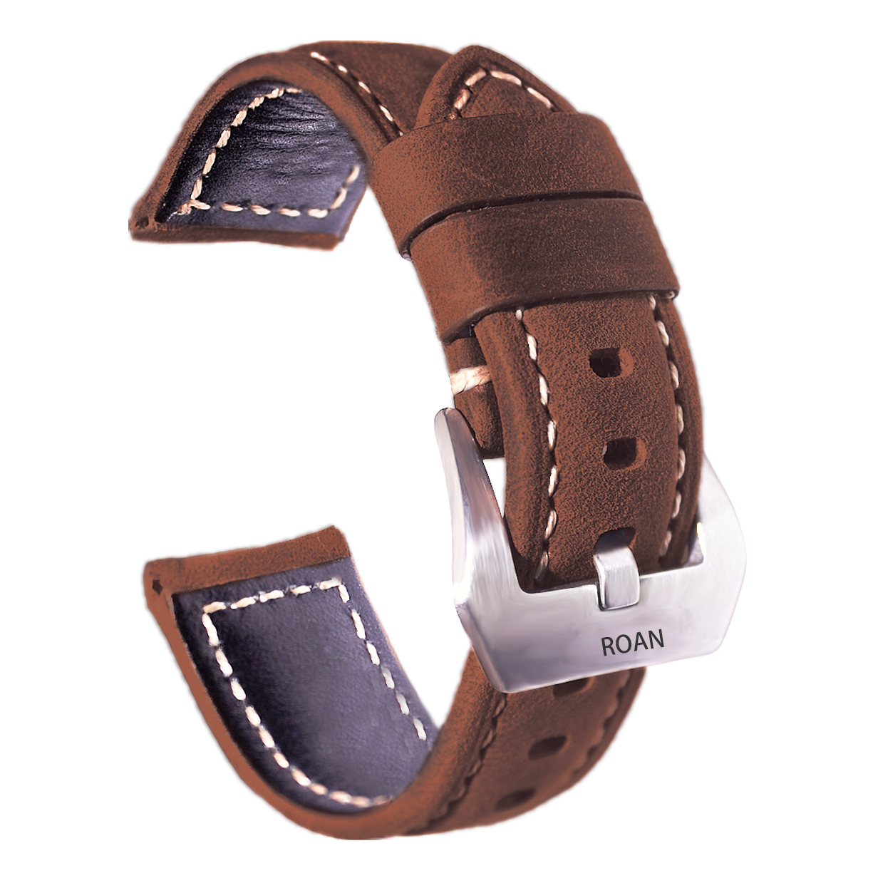 ROAN Straps | Handmade Brown Italian Leather Watch Strap - Premium Artisanal Watch Band (20mm 22mm 24mm)