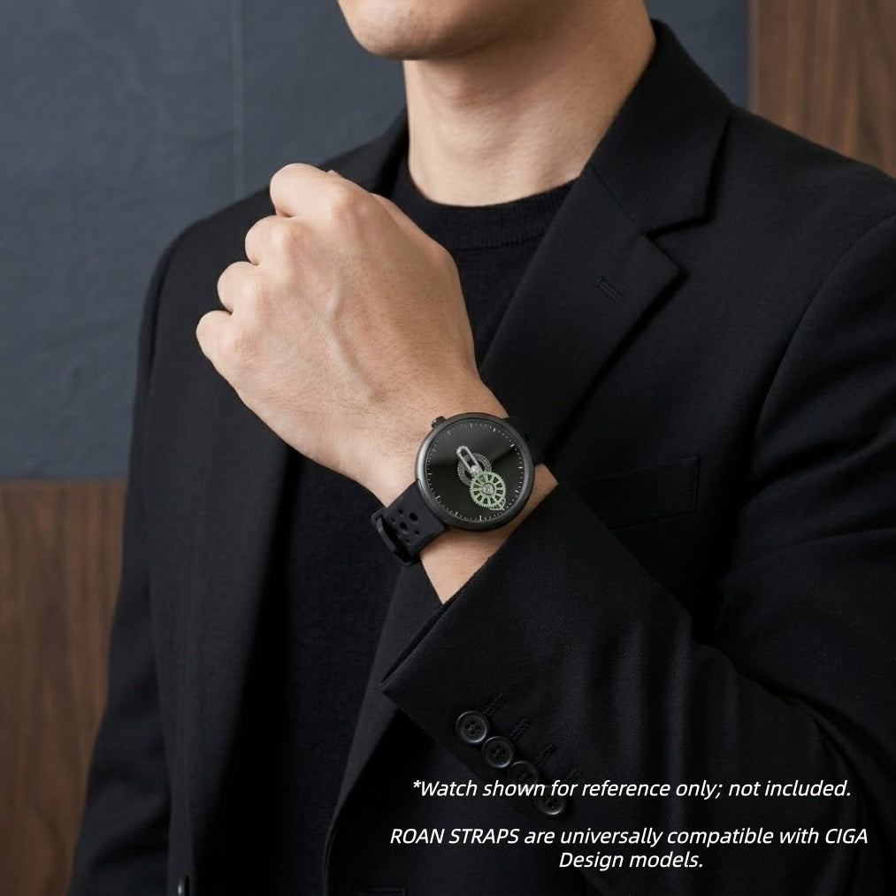 ROANSTRAPS | Phantom Black - Aero-Vent Series | Premium FKM Rubber Watch Strap