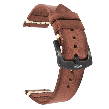 ROAN Straps | Brown Italian hand-tanned cowhide watch strap - Retro rugged style (20mm 22mm 24mm)