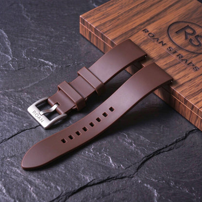 ROAN STRAPS | "Minimalist" Espresso Brown High-Density FKM Rubber Watch Strap with Pure Titanium Buckle (20mm/22mm/24mm)