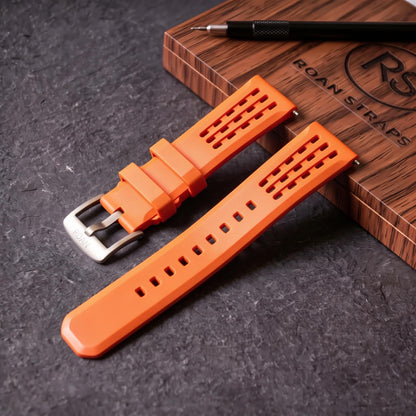 ROAN STRAPS | Pro-Vent Aerospace-Grade FKM Rubber Watch Band - Ultra-Soft & Breathable - Signal Solar Orange (20mm, 22mm)